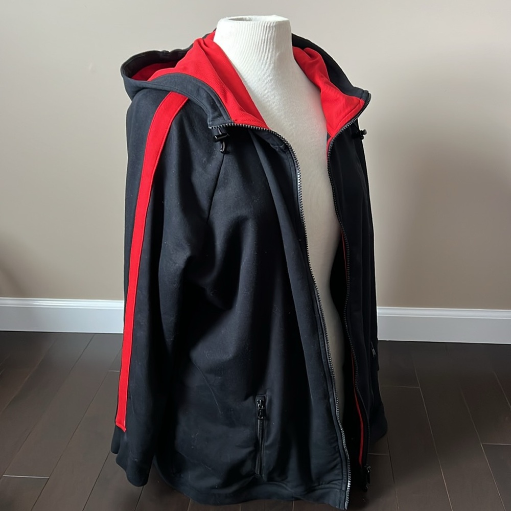 L-RL Ralph Lauren Active PLUS SZ 2X black hooded zip up Jacket w/red accent